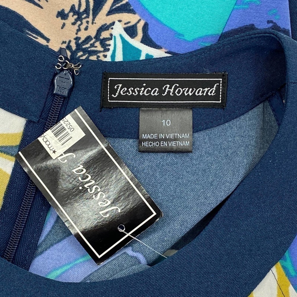 JESSICA Howard Blue Yellow Floral Print Sleeveless Sheath Mini Dress NWT - Picture 10 of 13